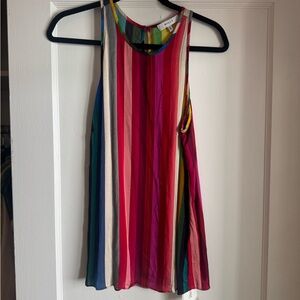 Milly Colorful Striped Silk Tank Top
